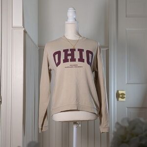 H&M Kids Ohio Varsity Crewneck Sweatshirt Youth 16 Tan Beige